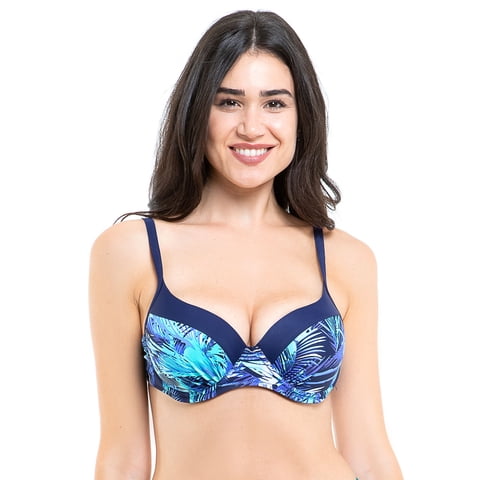 Samia - Bikini Estilo Sostén Copa C-D Estampado Azul 50