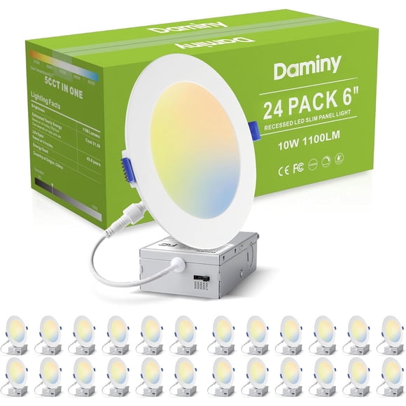 DAMINY 24 Pack 6 Inch LED Recessed Lighting, Canless Wafer D