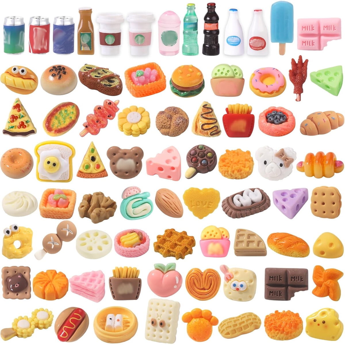 Genérico - Set 100 Mini Comidas Y Bebidas Juguetes Resina Decoracian