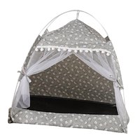 Ioensy - Cute Cat Tent Cojín Suave Basket Kennel Pet Para Interior L Grey