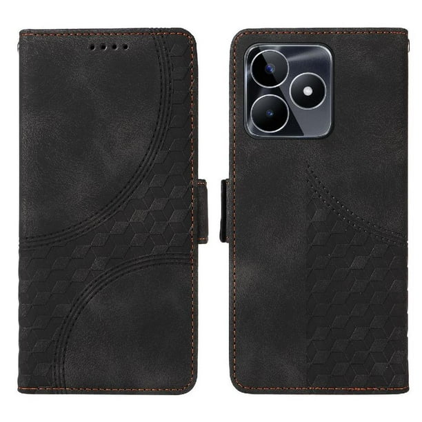 Carcasa FOXDOCK Realme C51 de cuero PU, diseño acolchado clásico, protección contra caídas y rayones