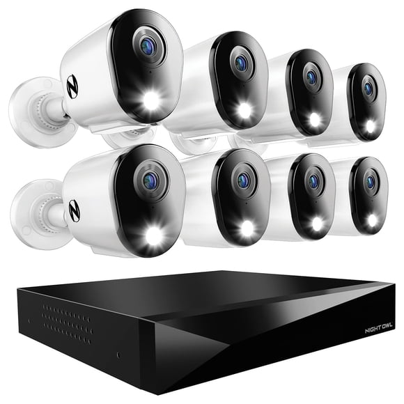 Sistema de cámara de seguridad Night Owl 12 canales DVR 2K HD 8 con cable
