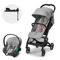 Cybex - Coche Travel System Beezy Gris + Aton S2 + Base Isofix