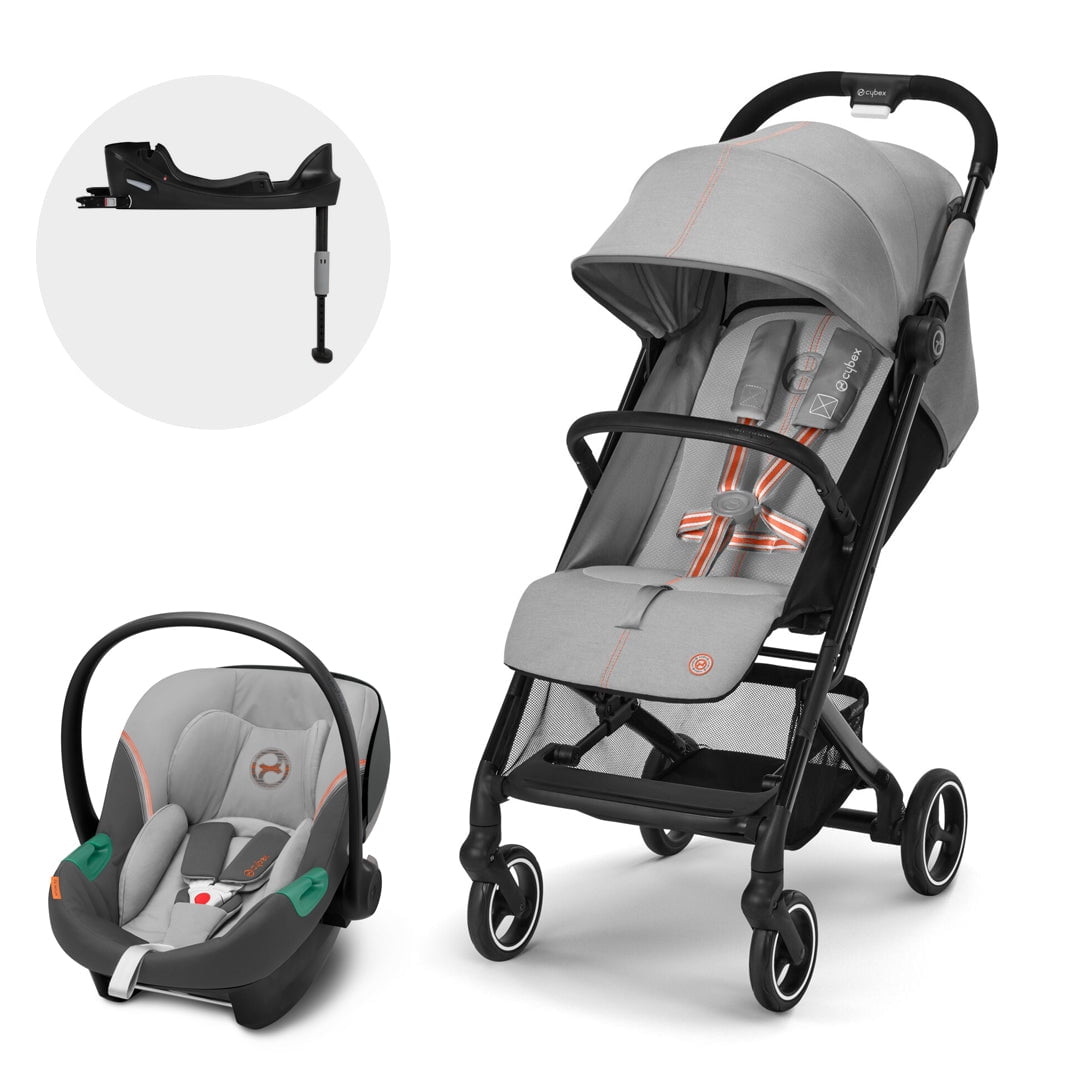 Cybex - Coche Travel System Beezy Gris + Aton S2 + Base Isofix