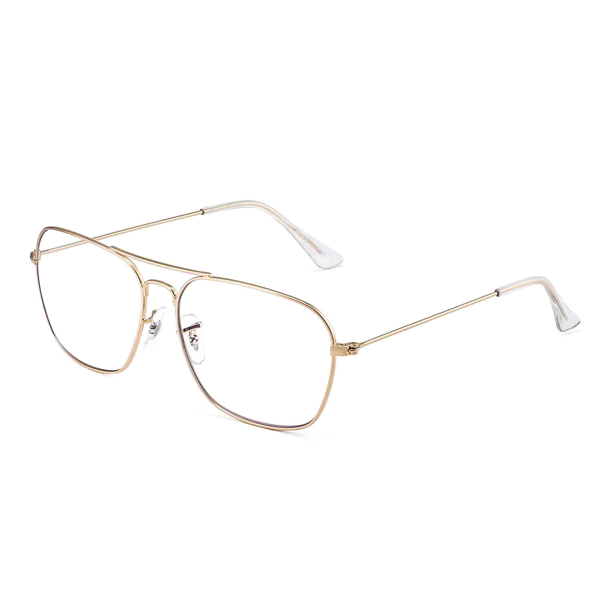 Gafas De Ordenador Jm Aviator Square Anti Blue Con Marco Dorado Claro