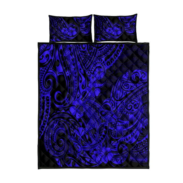 Juego De Cama Edredón Hawaii Shark Polinesio Azul Marino