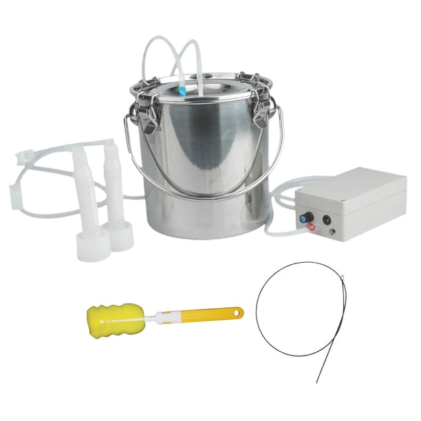 Máquina de ordeño de 5L, bomba de vacío de pulsación, ordeñador de cabra, cubo de acero inoxidable, ordeñador de ovejas y cabras, para ganado, cabras A