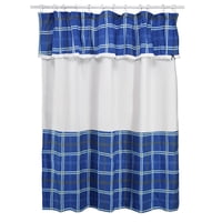 Mallorca - Juego De Cortina Para Baño Escoces Azulino 6 Piezas