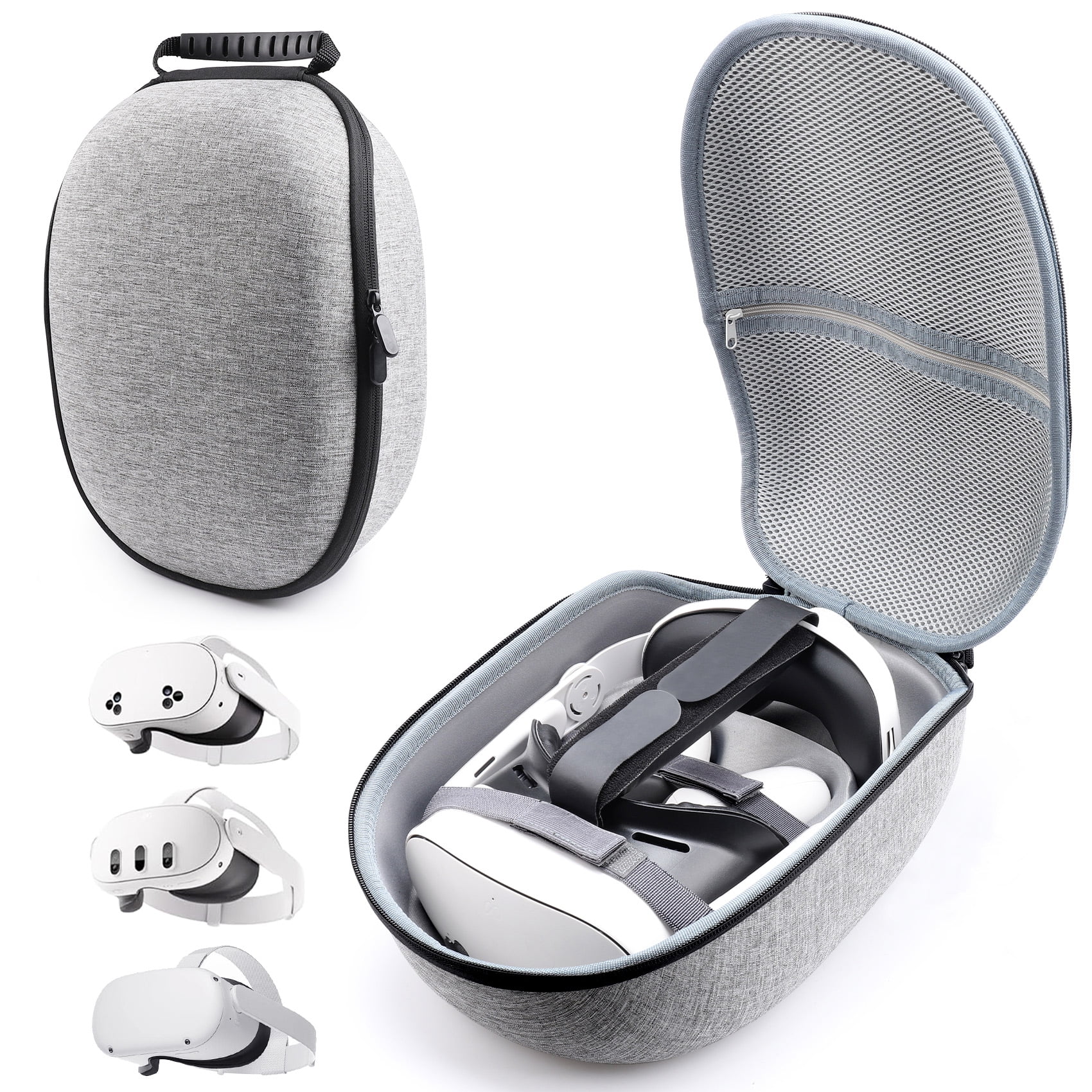 Genérico - Funda De Transporte Para Meta Quest 3s/quest 3/quest 2, Bolsa De Almacenamiento Protectora De Diseño Huadai Con Correa Ajustable Y Bolsa Para Accesorios-gris