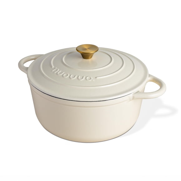 Olla holandesa de hierro fundido Nuovva de 7,3 cuartos, 30 cm, color crema