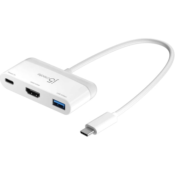 Adaptador USB-C a HDMI j5create JCA3710 de 6 pulgadas, 4K a 60 Hz, 5 Gbps y PD 3.0