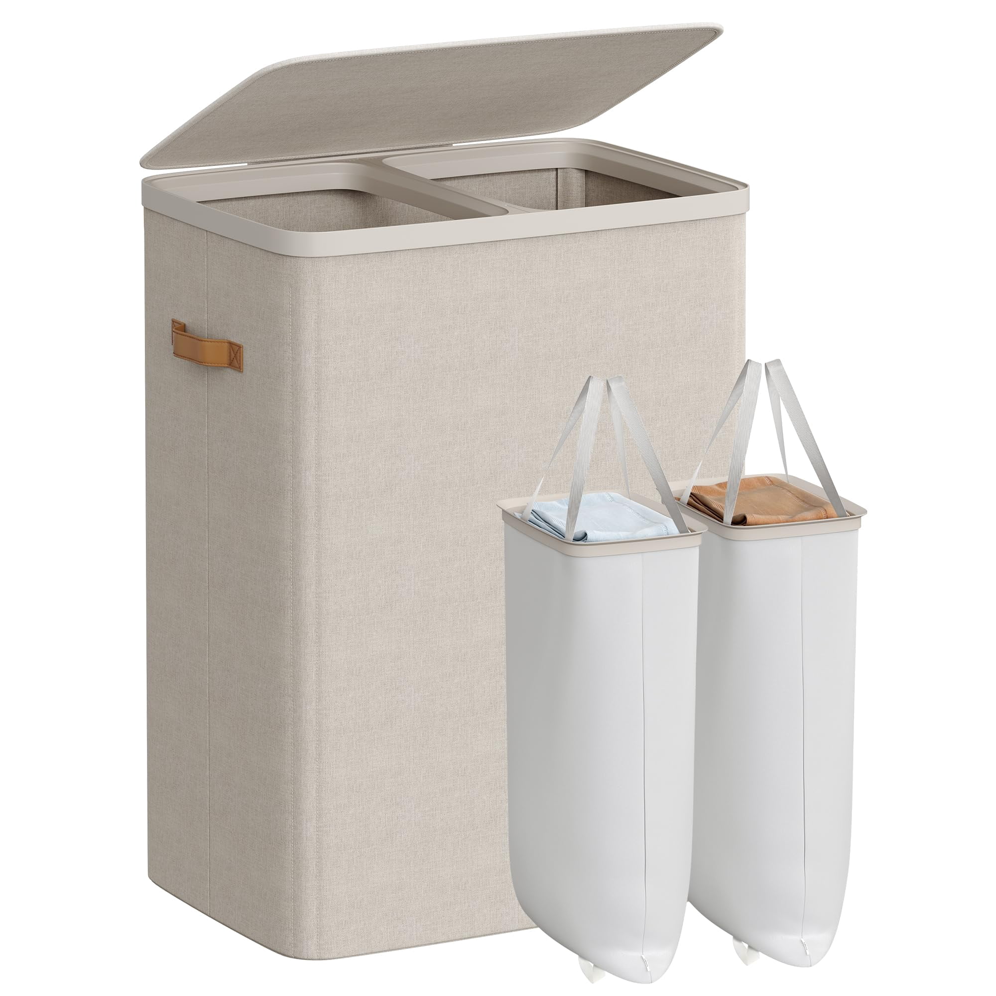 Cesta De Ropa Songmics Cappuccino Beige 170 L Con Tapa Y Asas