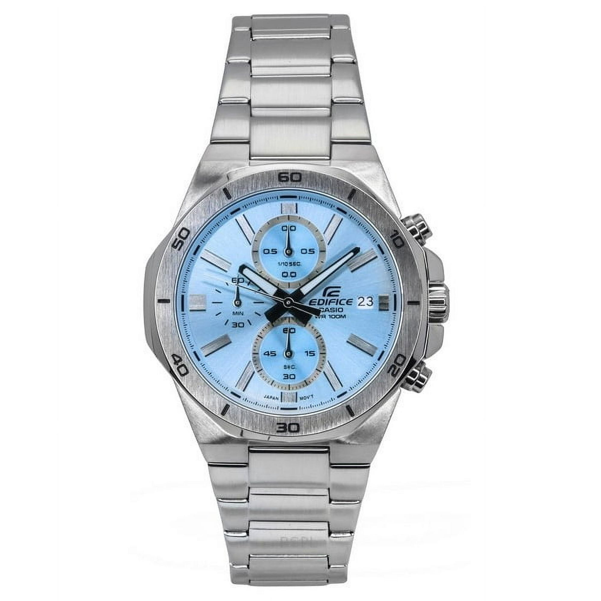 Casio - Reloj Edifice Standard Cronógrafo Análogo Acero Inoxidable Esfera Azul Cuarzo Efv-640d-2bv 100m Para Hombre