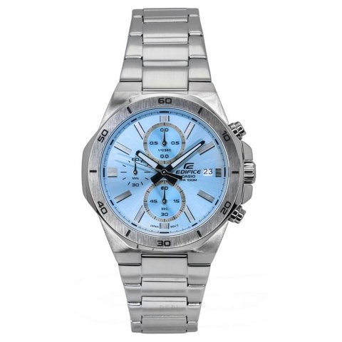 Casio - Reloj Edifice Standard Cronógrafo Análogo Acero Inoxidable Esfera Azul Cuarzo Efv-640D-2Bv 100M Para Hombre