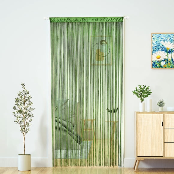 Cortina con cuerdas para puerta YaoYue, 100 x 200 cm, color verde hierba
