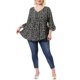 thumbnail image 4 of GRACE & GRANDEUR Blusas de Mujer Tallas Grandes para Escuela y Universidad con Lunares, Cuello en V, Mangas 3/4, Dobladillo Peplum, Babydoll, Talla 3X, Negro, 4 of 8