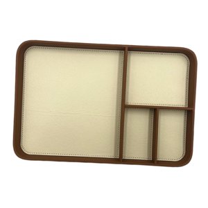 Ioensy - Bandeja De Valet Resistente Al Desgaste, Elegante, Para Mesita De Noche, Para Teléfono, Joyas, Billetera, Marrón Y Beige