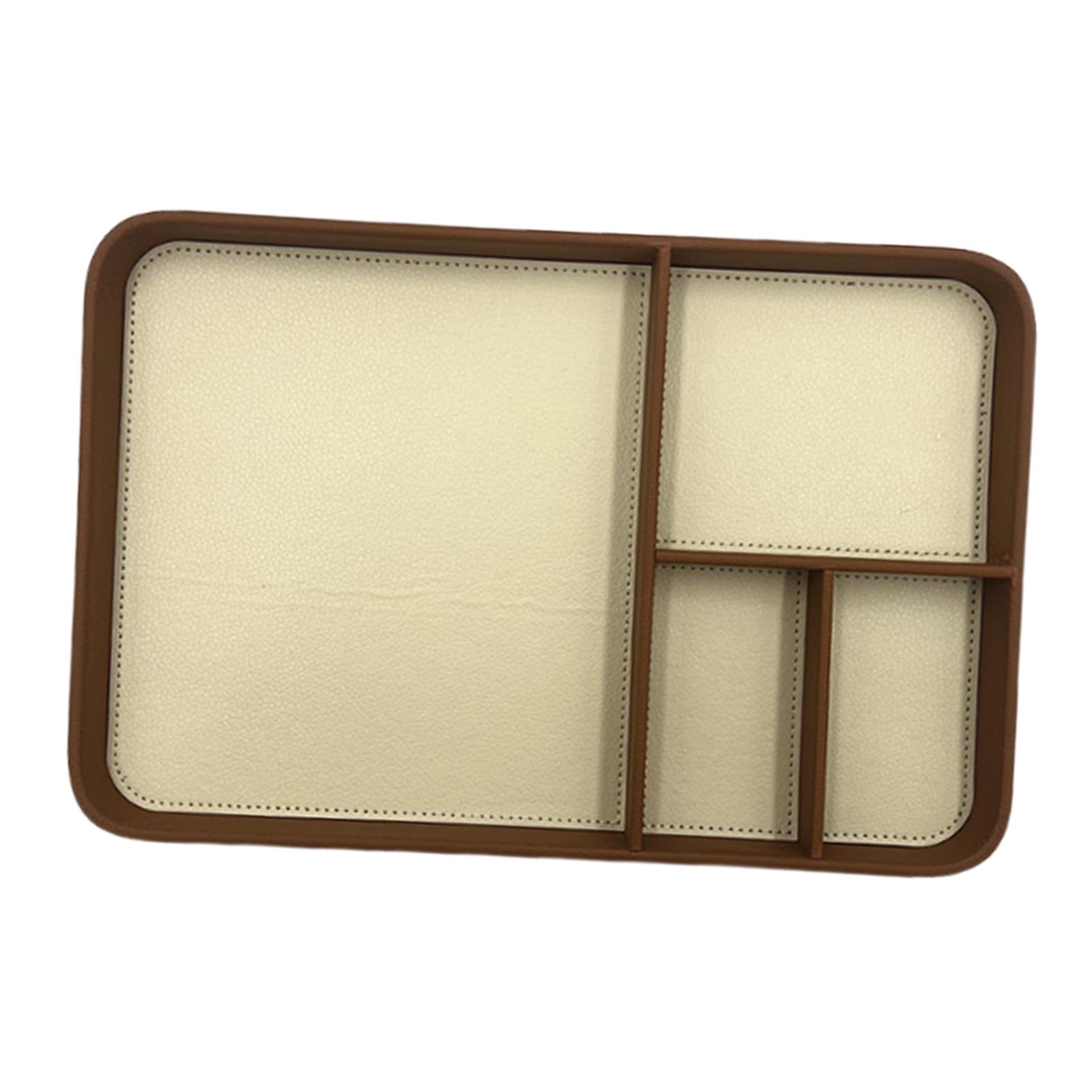 Ioensy - Bandeja De Valet Resistente Al Desgaste, Elegante, Para Mesita De Noche, Para Teléfono, Joyas, Billetera, Marrón Y Beige