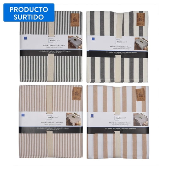 Mantel Cuadrado 150x150cm 80% Algodón Surtido Mainstays