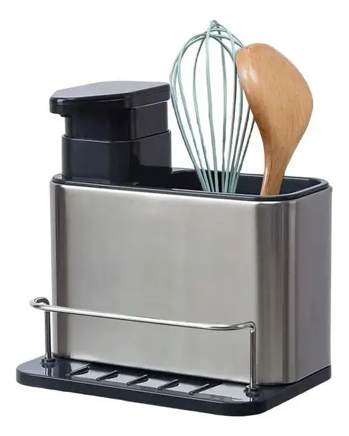 Genérico - Dispensador Jabón Gel Acero Inoxidable Con Soporte Esponja