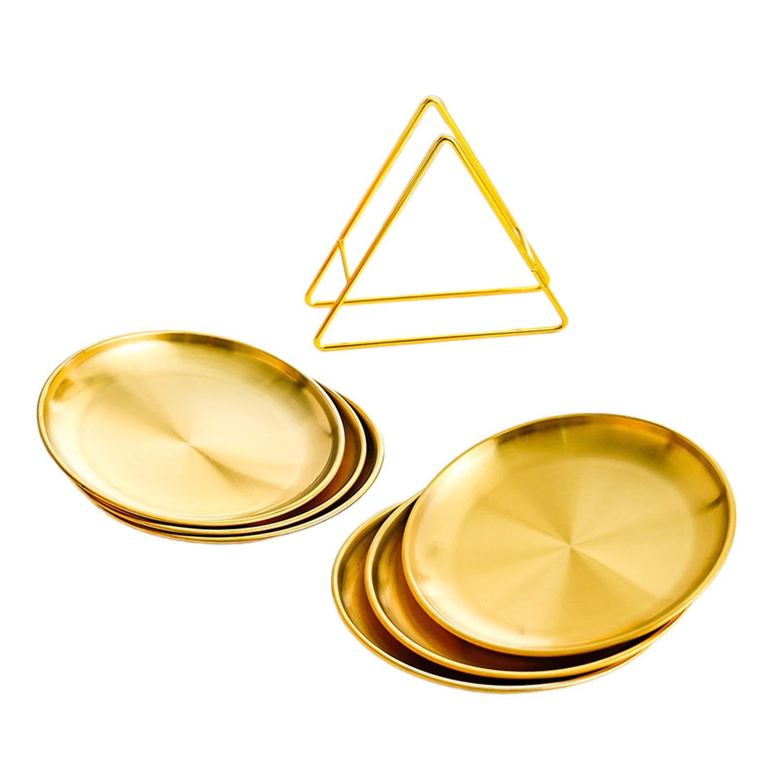 Bothyi - 6 Platos Llanos Con Soporte Para Cocina, Plato De Metal Para Cocina Al Aire Libre, Barbacoa