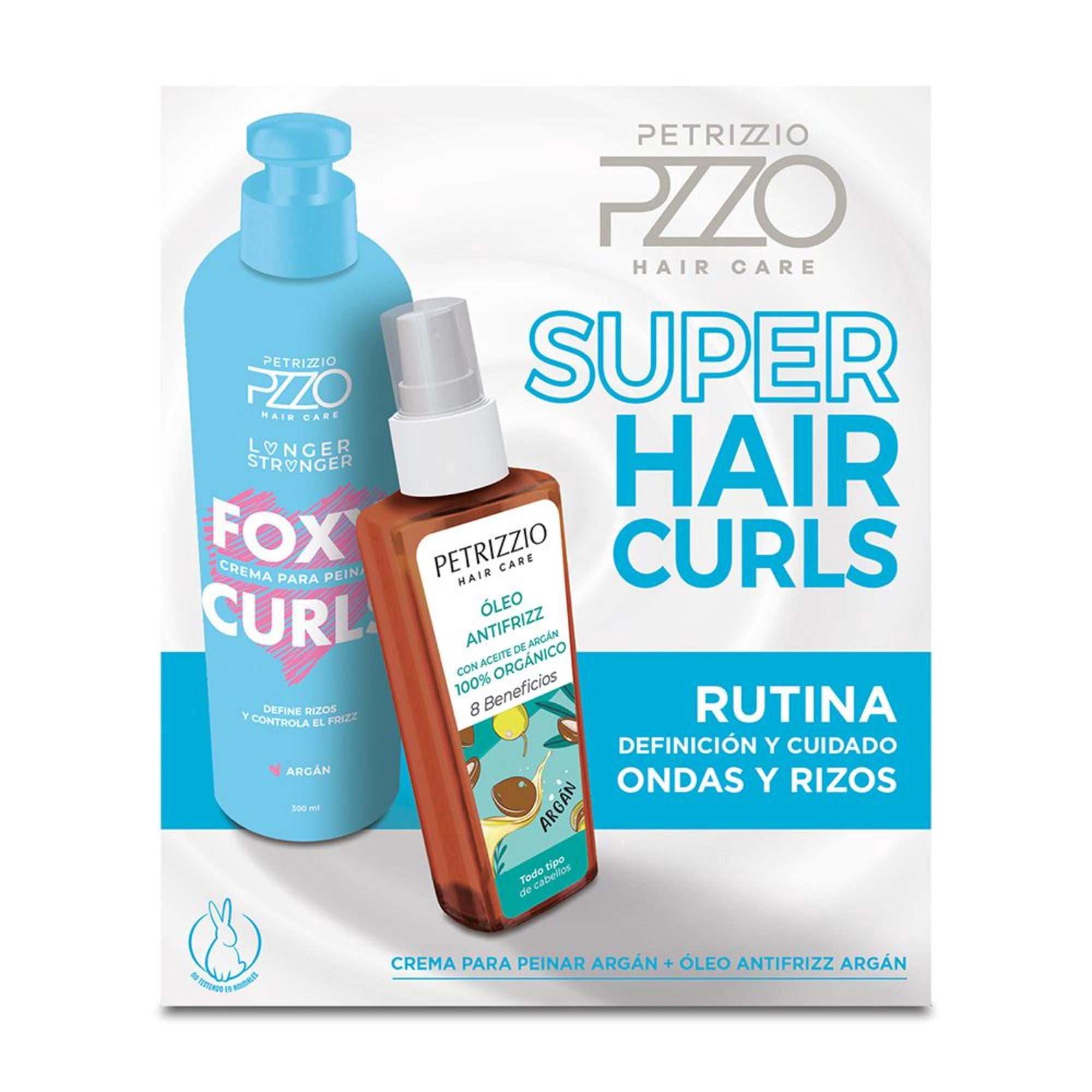 Crema Para Peinar Pzzo Hair Care Super Hair Curl + Óleo Pack