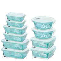 Set 10 Contenedores Recipiente Hermeticos Allegra Vidrio