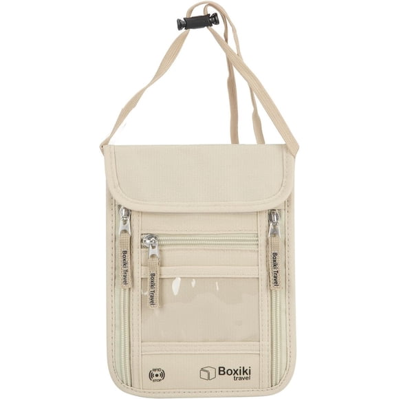 Billetera de Cuello Boxiki RFID Beige de Poliéster 210D
