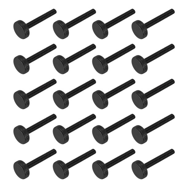 Uxcell Tornillos de Pulgar Moleteados M4x30mm, Tornillos de Pulgar de Cabeza Plana de Acero Negro Recubiertos de Zinc Métrico, 20 Piezas