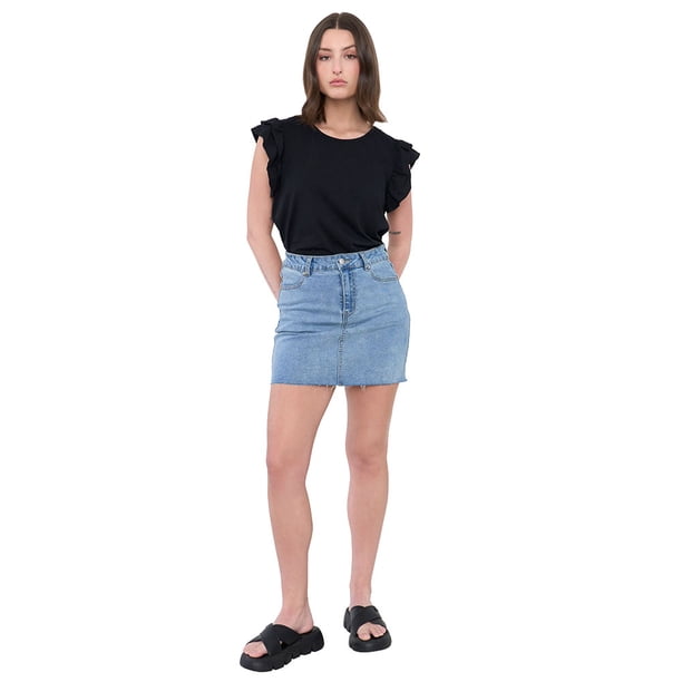 Falda Mujer Mini Azul Medio Denim Corona