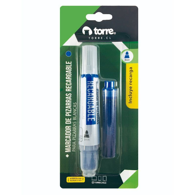 Bl Marcador Pizarra Recargable Azul Torr Torre