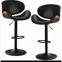 Artihogar - Pack 2 Sillas Bar Taburete Madera Pu Negro/Negro Cisne