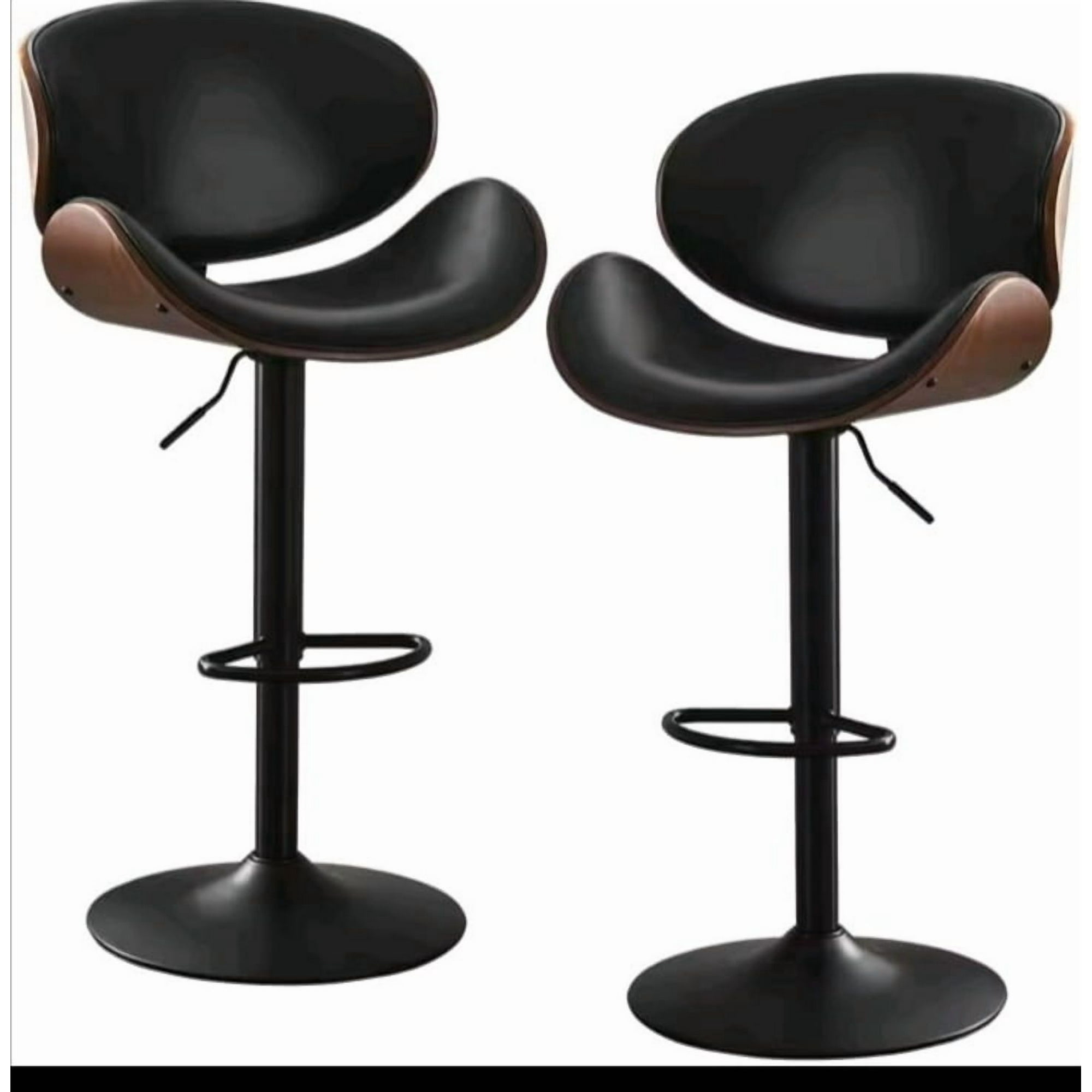 Artihogar - Pack 2 Sillas Bar Taburete Madera Pu Negro/negro Cisne