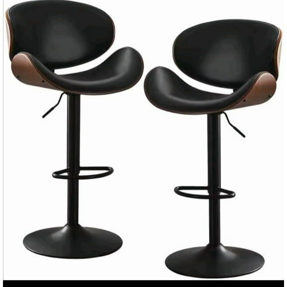Pack 2 Sillas Bar Taburete Madera PU Negro/Negro Cisne
