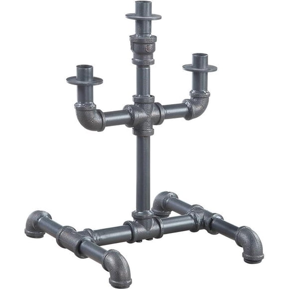 Portavelas ACME Brantley Pipe Design con marco de metal gris