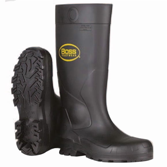 Boots Boss PVC unisex, impermeable, negro, 16 cm, punta de acero 12 EE. UU.