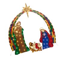 Ioensy - Letrero De La Sagrada Familia En 2D Con Luces Para Manualidades Navideñas Al Aire Libre Y En El Patio.