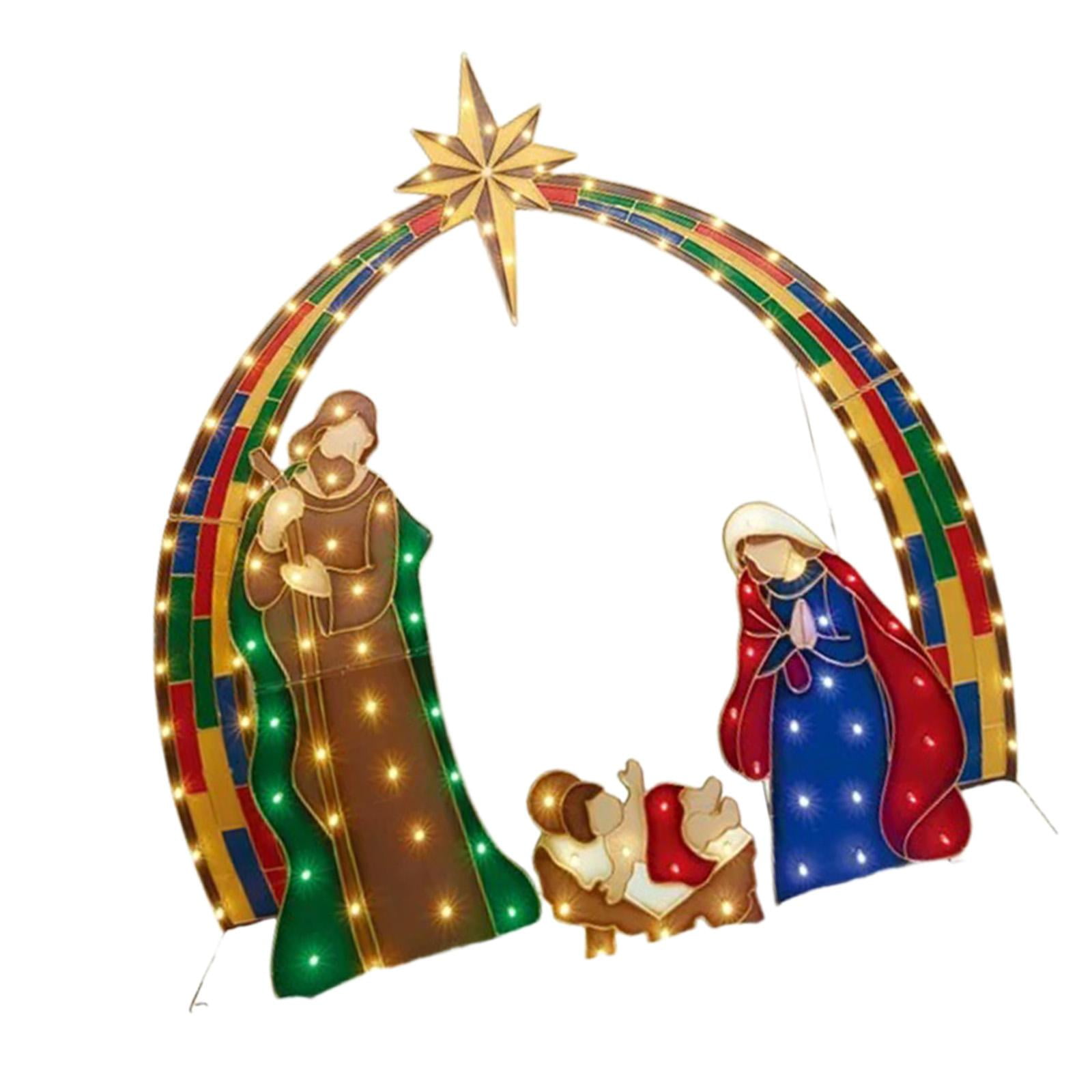 Ioensy - Letrero De La Sagrada Familia En 2d Con Luces Para Manualidades Navideñas Al Aire Libre Y En El Patio.