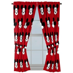 Juego De Cortinas Jay Franco Mickey Mouse Para Niños Con Alzapaños, Color Rojo