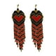 thumbnail image 1 of Aro de Mostacilla Checa con Ganchitos de Peltre Echapado en Oro - Forma Corazon Rojo con Negro, 1 of 1