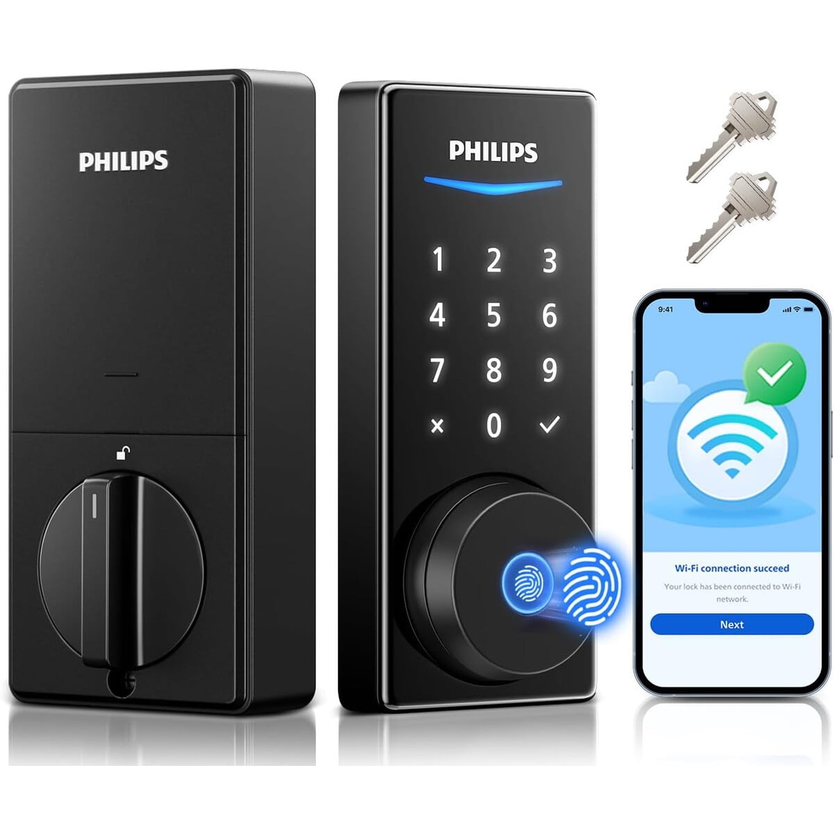 Philips - Cerradura Inteligente Wifi Ddl240x1hw Huella Negra