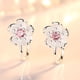 thumbnail image 3 of Lindos Aros Plata 925 Clip Flores Cerezo Rosa Purpura Joyas rosa Talla única, 3 of 4