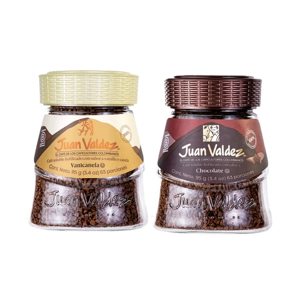 Pack Café Liofilizado Juan Valdez Vanicanela 95g + Liofilizado Chocolate 95g