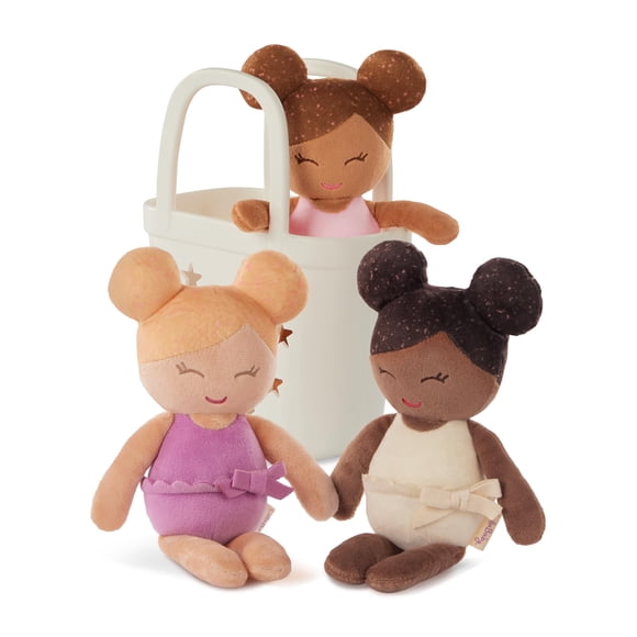 Set de Muñecas de Baño LullaBaby 3 Muñecas de Peluche con Canasta