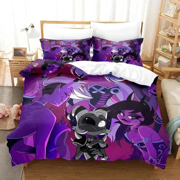Anime Helluva Blitzo Boss Bedding Set Duvet Cover Bed Set Quilt Cover Pillowcase Comforter king Queen Size Boys Adult