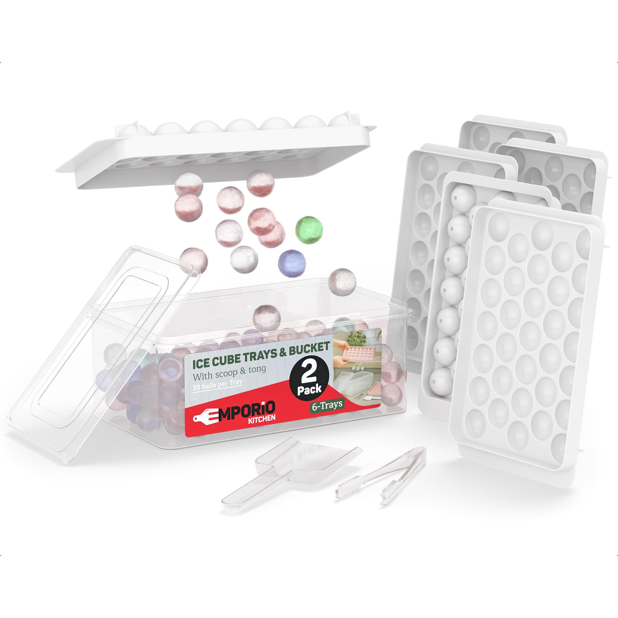 Molde Para Cubos De Hielo Emporio Kitchen Redondos De 33 Bolas, Libre De Bpa