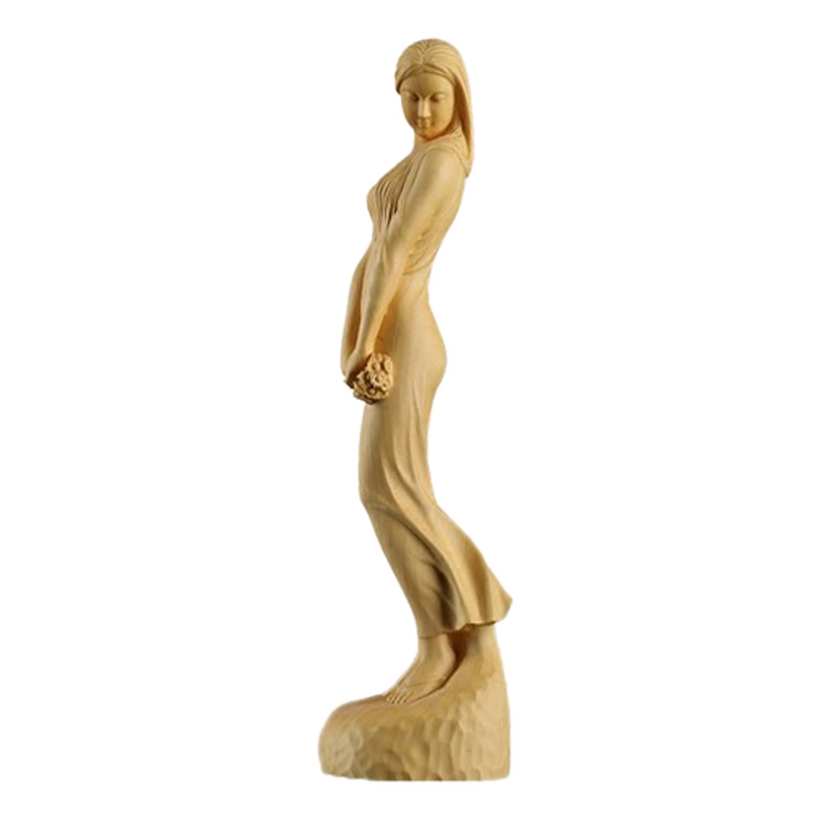 Magideal - Estatua De Niña, Figura De Señora, Adorno De Mesa, Escultura De Madera Para Estante, Sala De Estar, Dormitorio, Mesa Central, Decoración Del Hogar