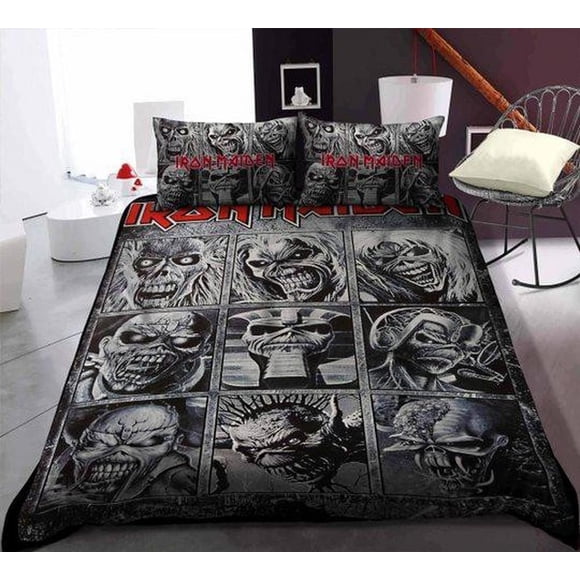Iron Maiden TML0003 Quilt Duvet Cover Set Pillowcase Double Bedspread3-Piece Bedding Set