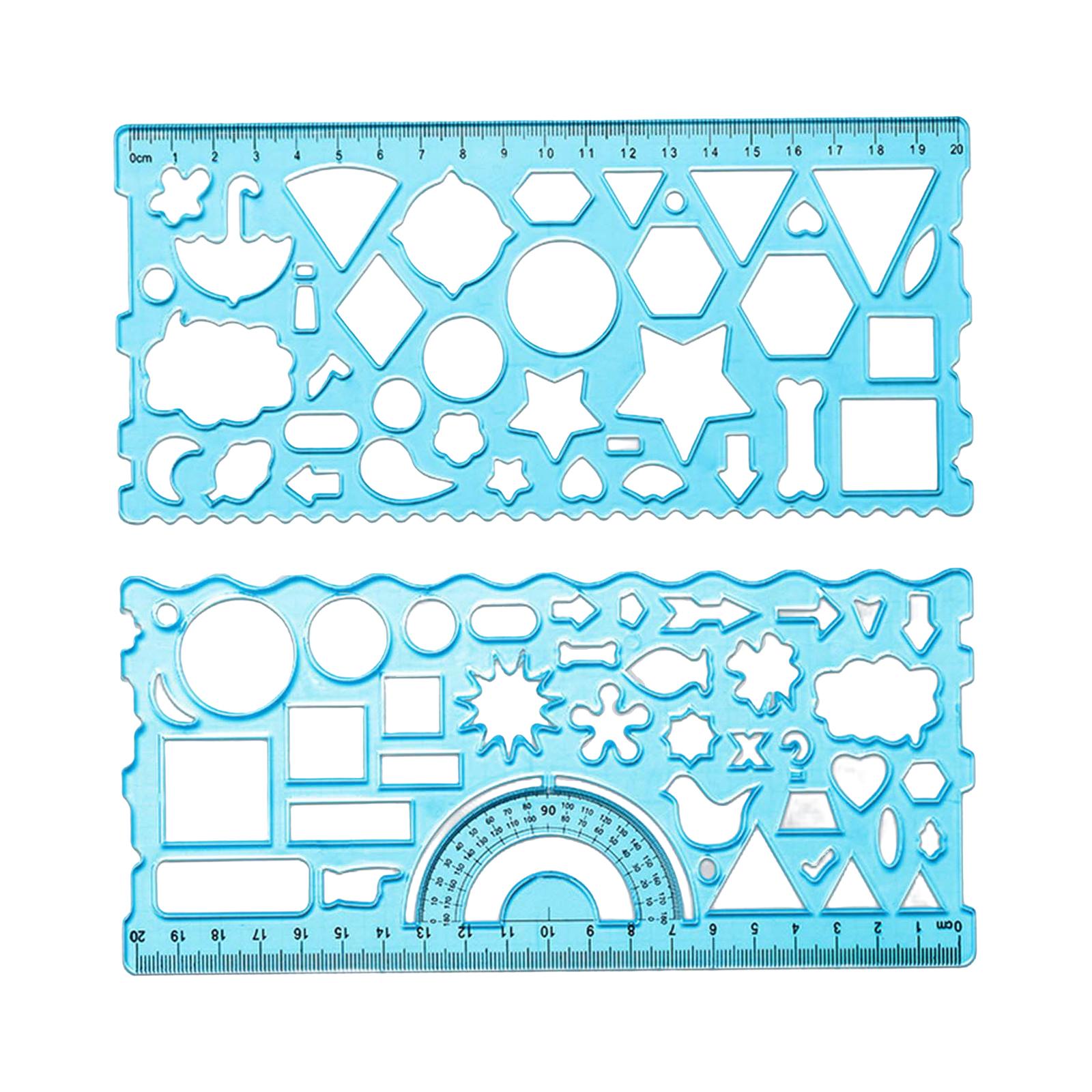 Magideal - Regla Geométrica Multifuncional, Plantilla De Dibujo Transparente, Liviana Y Portátil Para Dibujar Arquitectura, Pintura, Suministros De Oficina, Mate , Azul