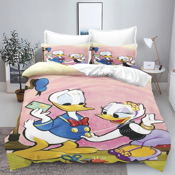 Donald Duck Anime Duvet Cover Set Comforte Printed Cartoon Twin Size Bedding Sets Christmas Gifts 3-piece